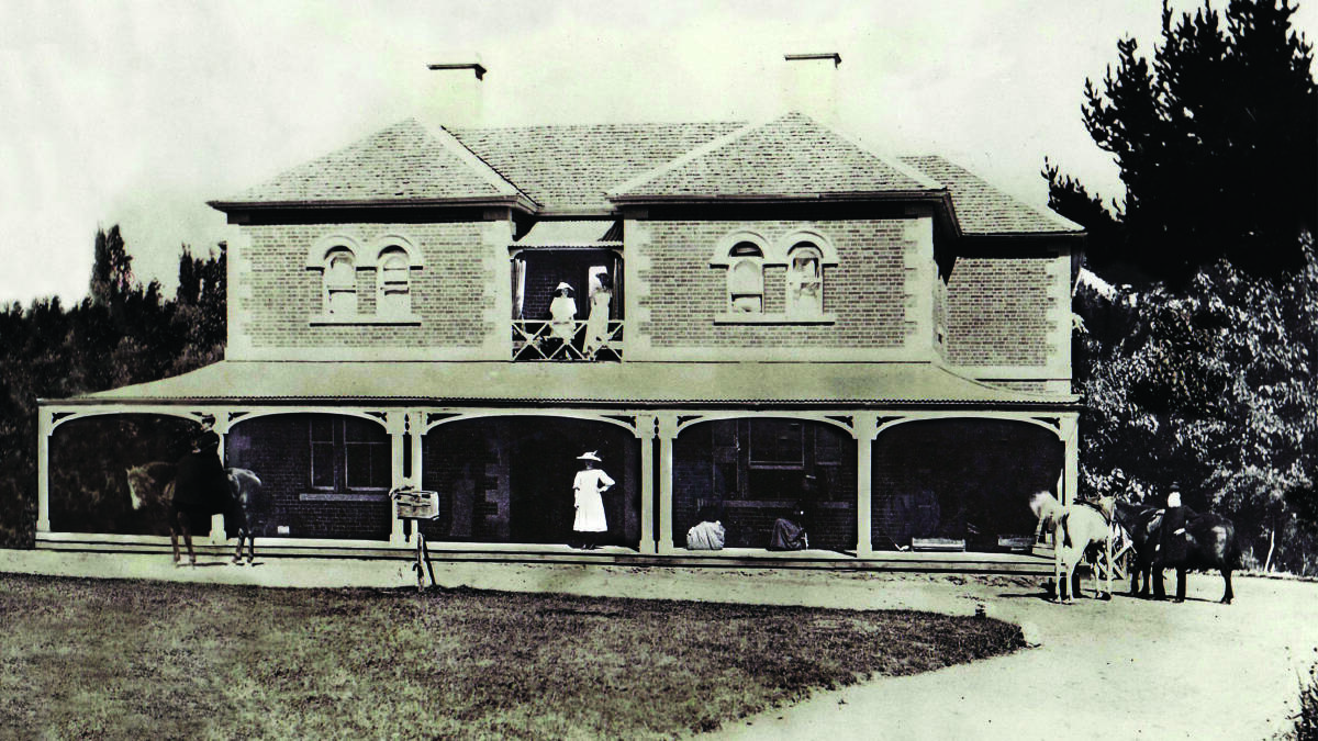 Reverend Pierce Galliard Smith's family preparing to leave Glebe House for an outing on horseback in 1898. Those staying home are about to farewell the riders from the veranda and first-floor balcony. Picture courtesy of St John's Archives