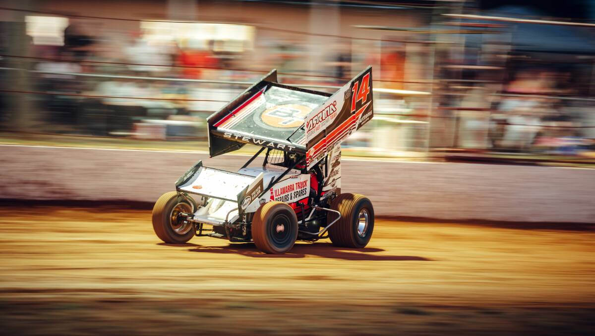 Michael Stewart on his way to the ACT sprintcar title in March. Picture from We Love Our Cars