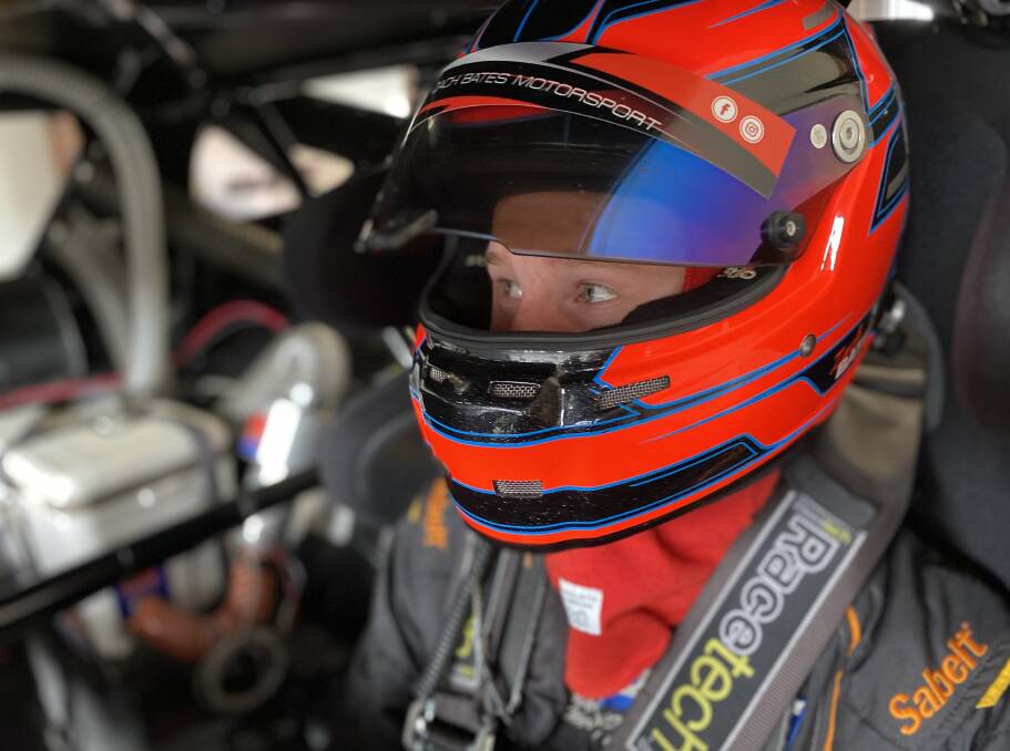 Canberra 18-year-old student Zach Bates strapped into the V8 Trans Am Mustang. Picture: Supplied