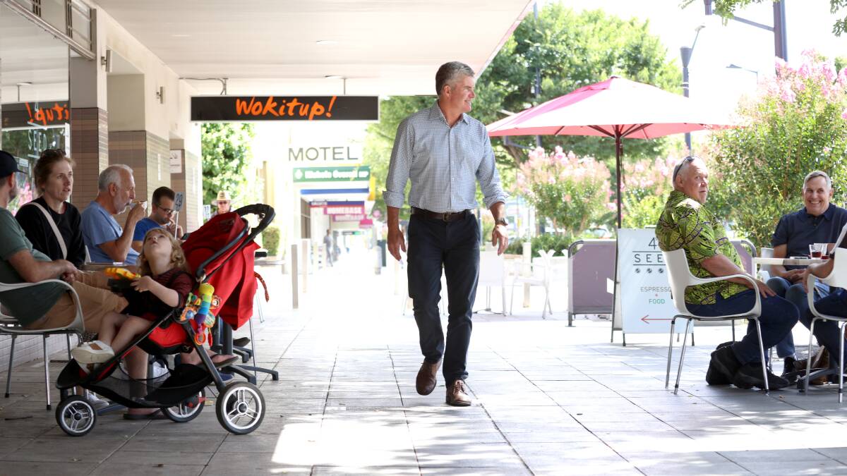 Steve Whan strolls down Crawford Street, in the heart of Queanbeyan. Picture by James Croucher