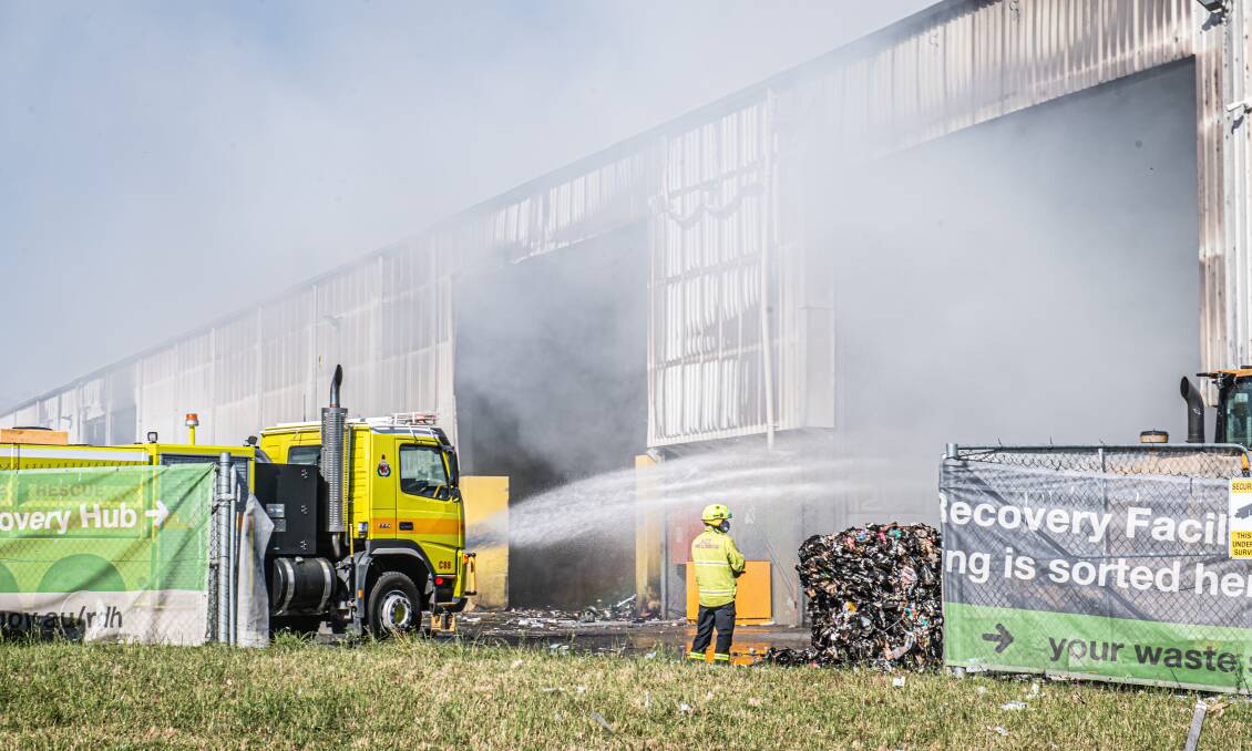 The fire at the Hume recycling centre took days to extinguish fully. Picture by Karleen Minney