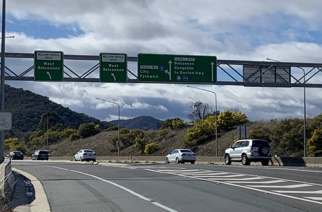 Crashes involving multiple vehicles occurred northbound on the Tuggeranong Parkway this week. Picture by Peter Brewer 