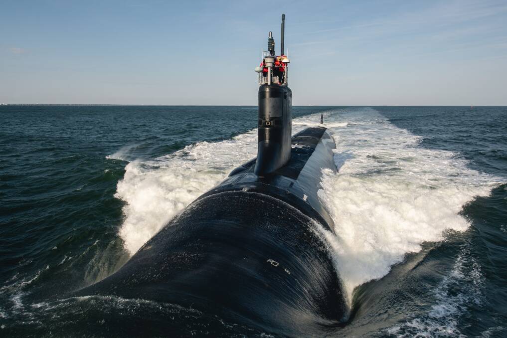 The latest Virginia class attack submarine, SSN New Jersey, during sea trials earlier this year. Picture supplied
