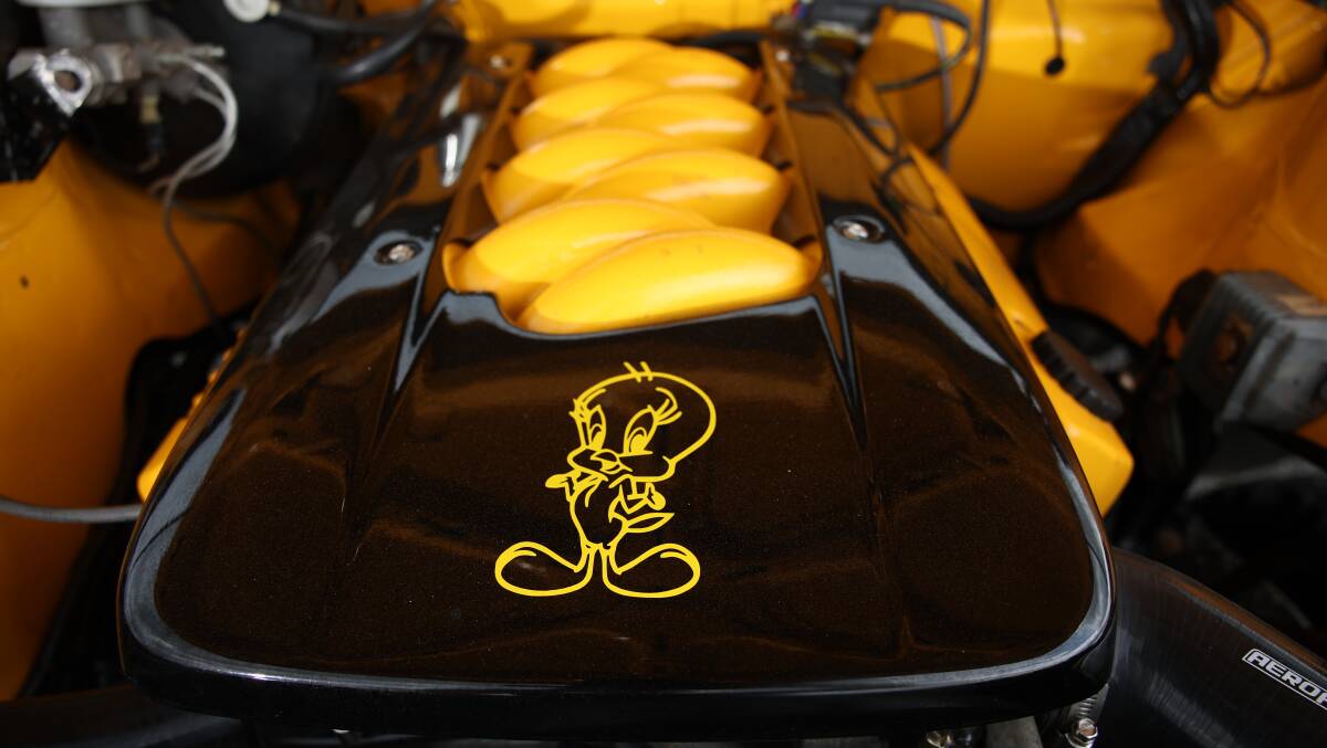 The Tweety bird character is even inside the V8 engine bay. Picture by Gary Ramage 