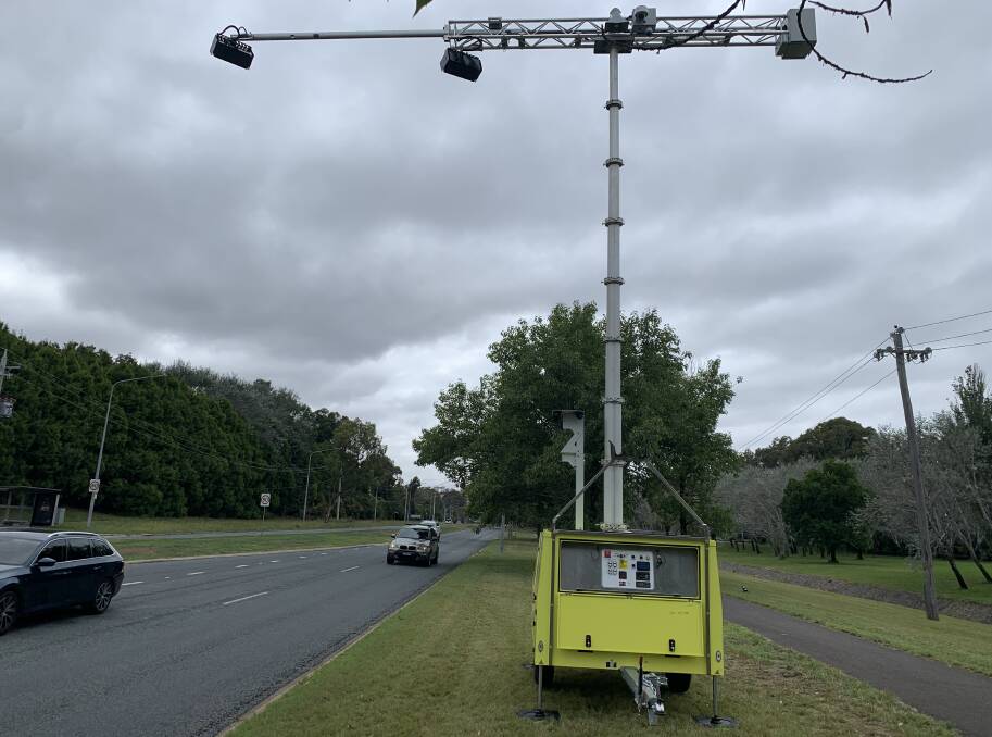 One of the new mobile phone detection cameras set up on Yamba Drive. Picture by Peter Brewer