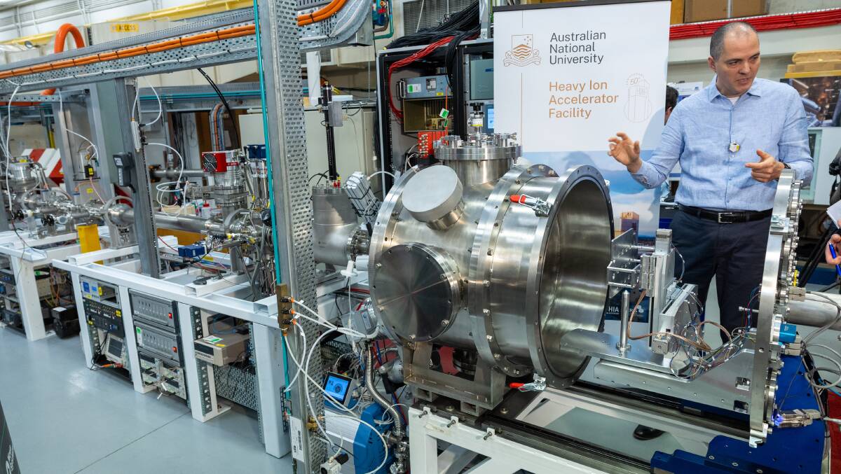 R&D engineer Dr Peter Linardakis with the ANU's "space chamber". Picture by Gary Ramage