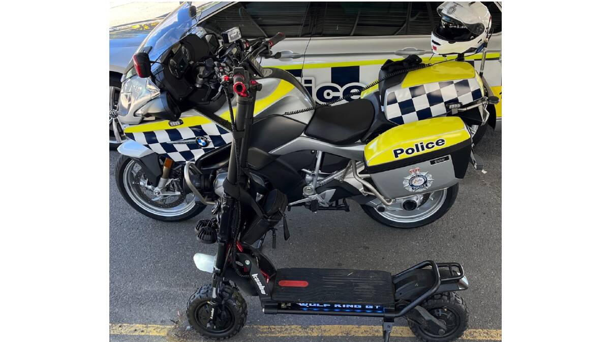 The modified e-scooter has been seized by police. Picture supplied