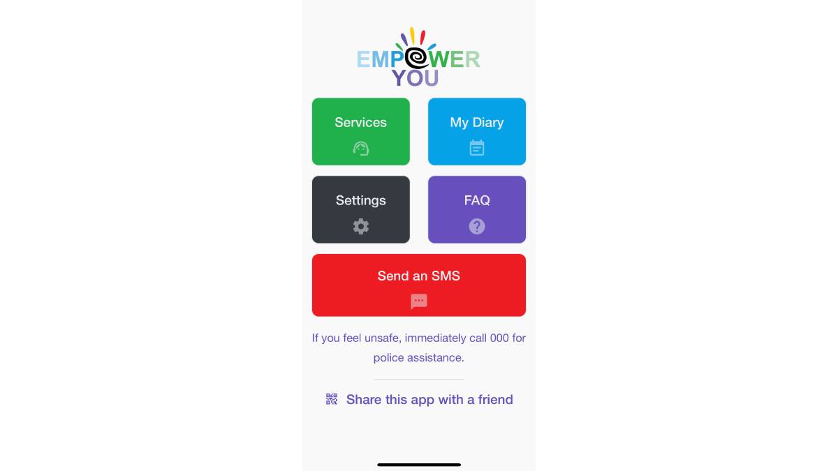 The Empower You app has an inbuilt SMS function. Picture supplied
