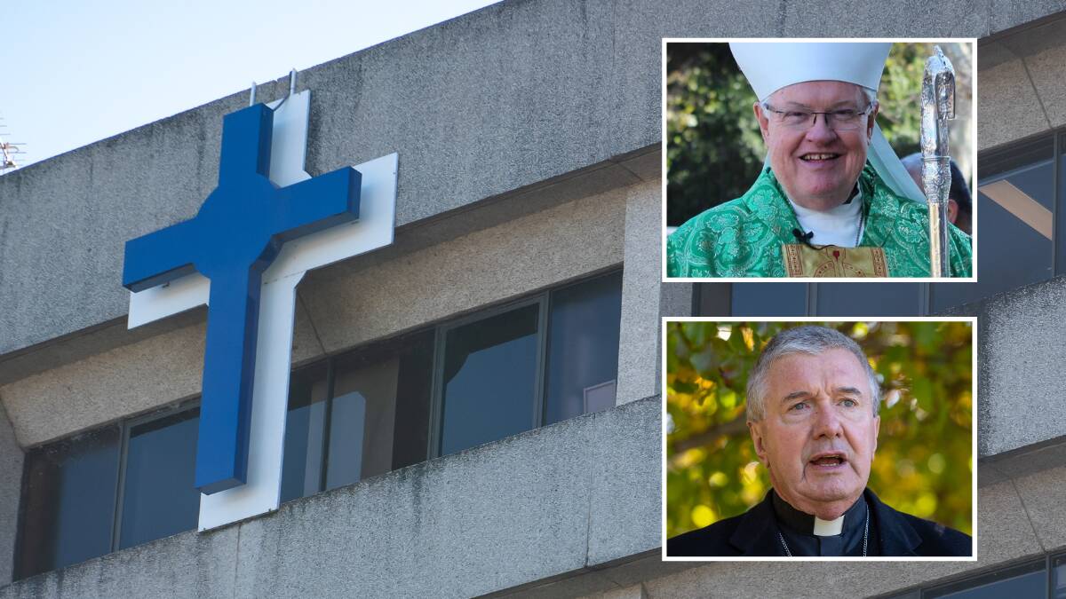 Archbishop Charles Balvo, top inset, says the Vatican is aware of the ACT government's takeover of Calvary Public Hospital Bruce while Archbishop Christopher Prowse, bottom inset, has said he wants to restart negotiations. Pictures Elesa Kurtz, Gary Ramage, supplied