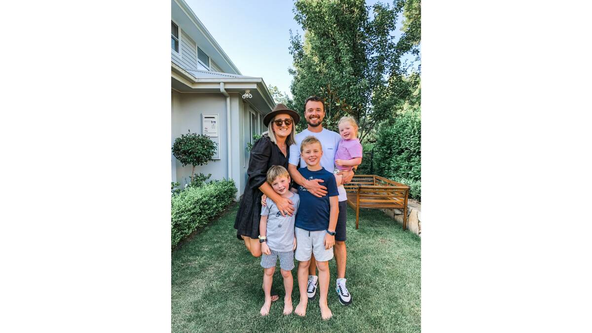 Janessa Docking, husband Mitch, boys Elliott and Noah and daughter Willow. Janessa said having Michael Buble read her words might be the highlight of her writing career. Picture supplied