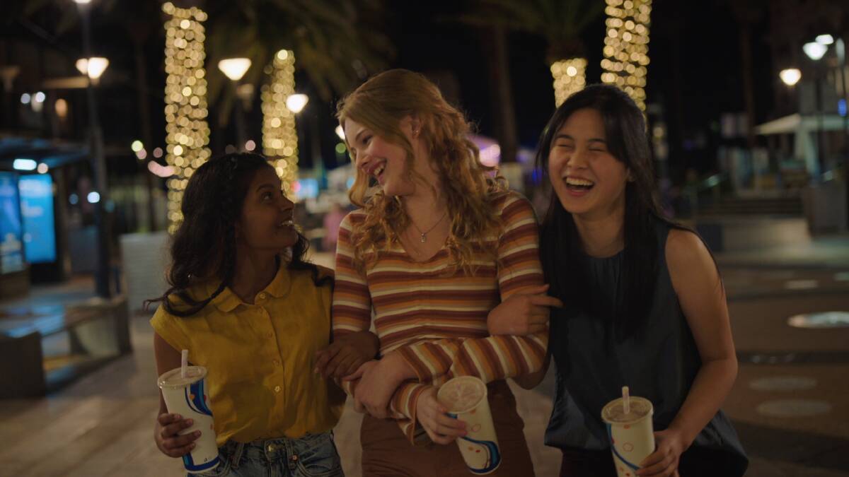 FRIENDS: Natalie (Nandini Rajagopal), Hannah (Evie Macdonald) and Olivia (Elena Liu) are three teens navigating the prejudices of life in season two of ABC ME's drama First Day.