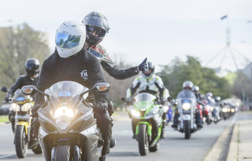 Riders in the police Wall to Wall remembrance charity ride in 2015. Picture: Jay Cronan