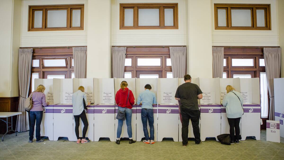 Old Parliament House is one of the largest voting booths in the ACT. Picture: Jamila Toderas 