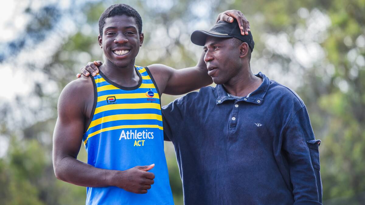 Ex-Canberra schoolboy Edward Osei-Nkeita is coached by his father Augustine Nketia who holds the NZ 100m record. Photo: Karleen Minney.