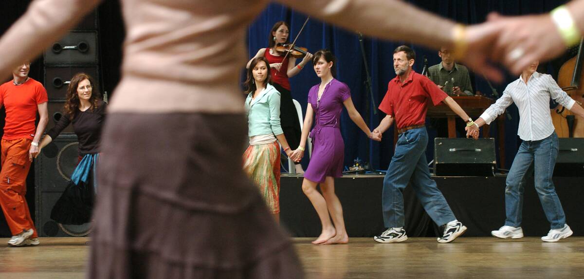 A learn-to-dance class at the National Folk Festival in 2006. Picture: Gary Schafer
