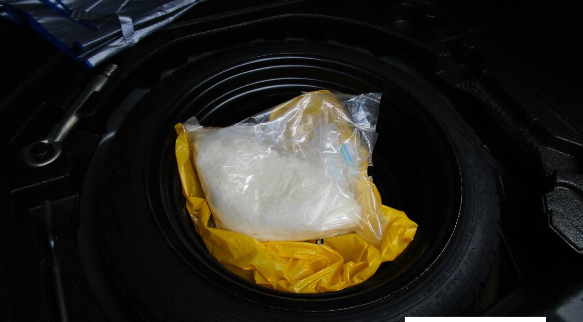 Almost one kilogram of ice, worth $750,000 on the street, found in the spare tyre well of a car driven by Suliman Negah from Sydney to Canberra. Picture: ACT Policing