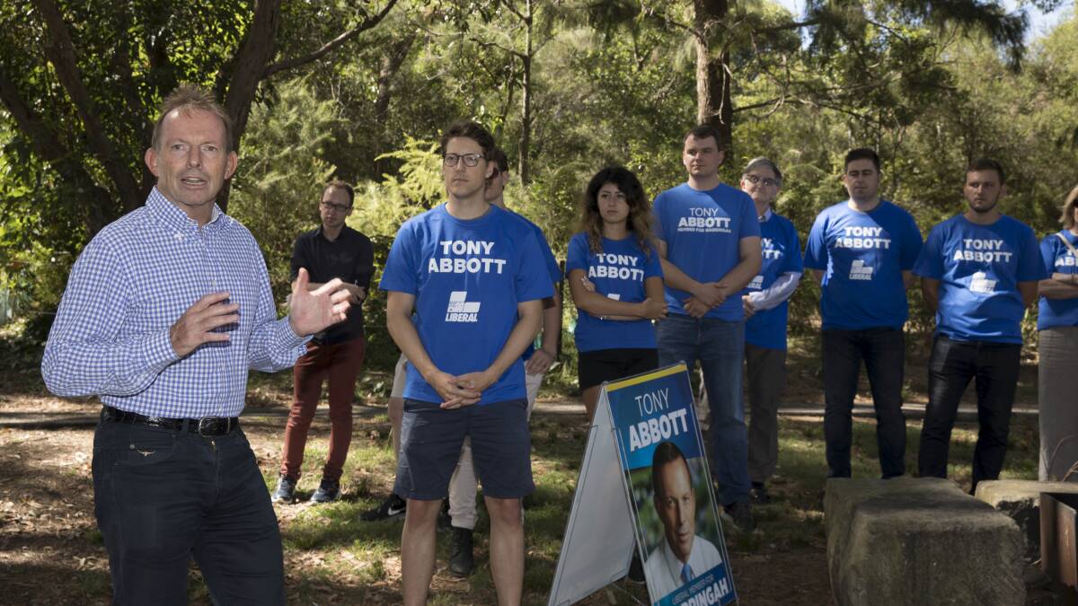 Tonny Abbott speaks to his supporters in Manly recently. Photo: Jessica Hromas