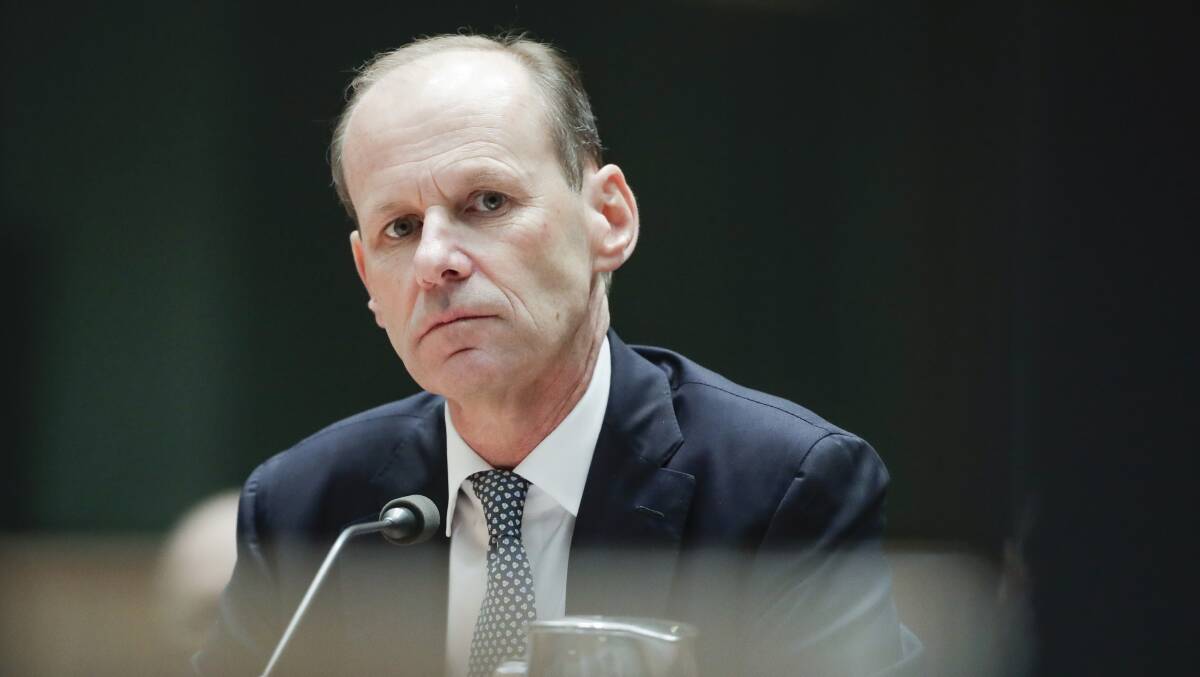 ANZ chief executive Shayne Elliott during a public hearing before the House Economics Committee in Canberra on March 27. Picture: Alex Ellinghausen
