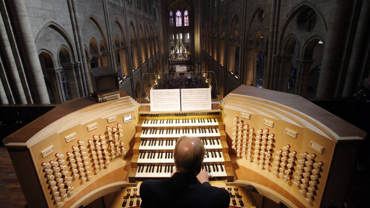 The organ at Notre Dame survived, although it's not clear if the pipes suffered smoke damage. Photo: AP