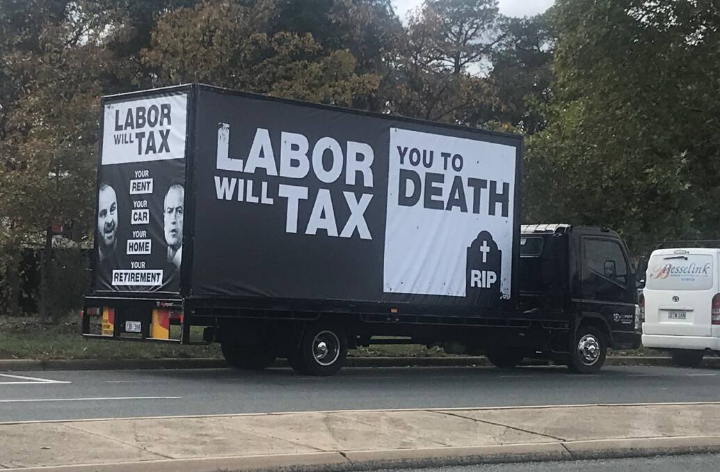 The Liberals' mobile billboard during the federal election. Picture: Sally Whyte