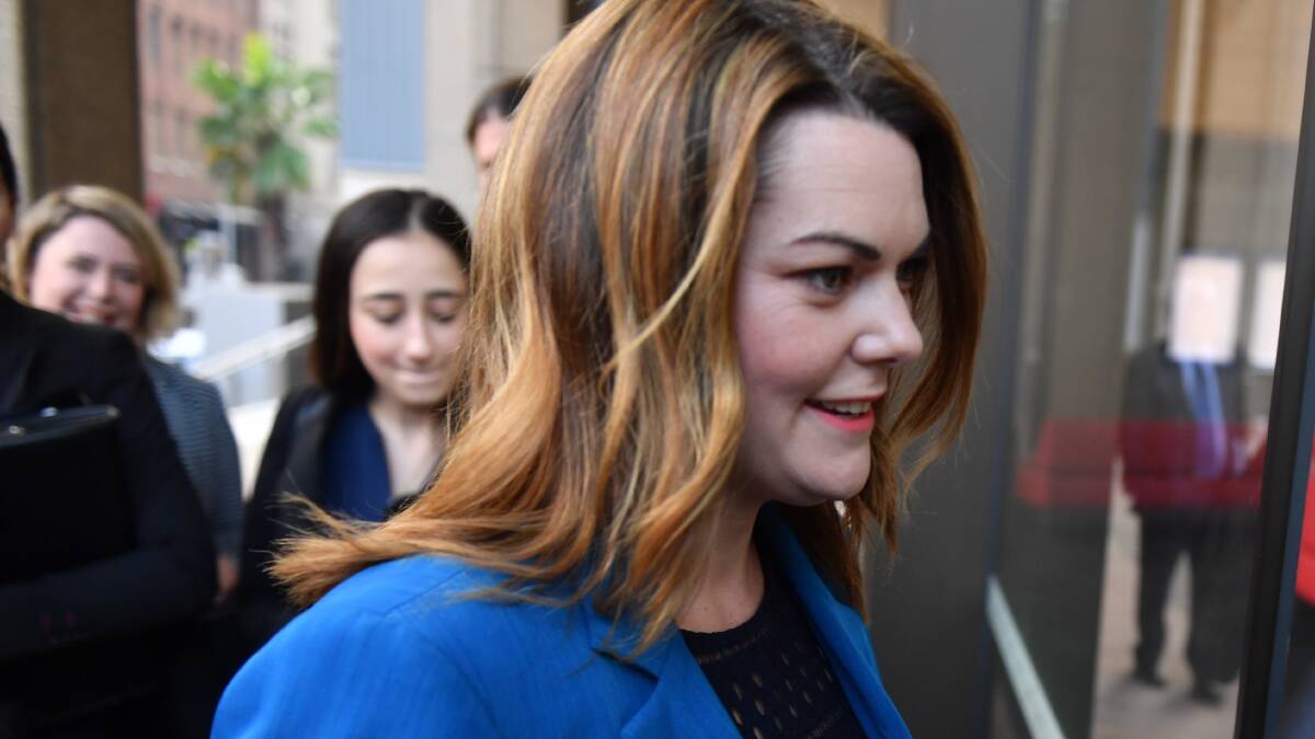 Greens Senator Sarah Hanson-Young arrives at court with her legal team. Photo: AAP