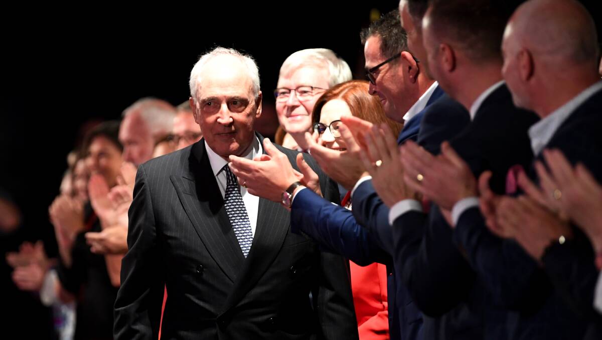 Former prime minister Paul Keating arrives at the Labor Party campaign launch on Sunday. Picture: AAP