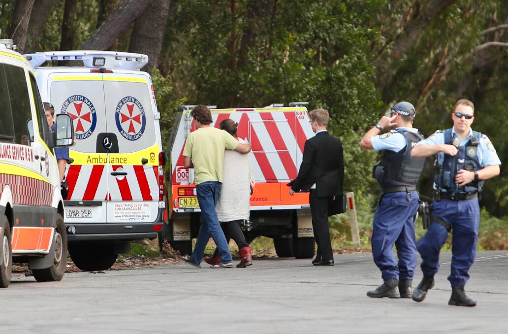 Police and paramedics at Mt Keira on Tuesday afternoon. Picture: Adam Mclean.