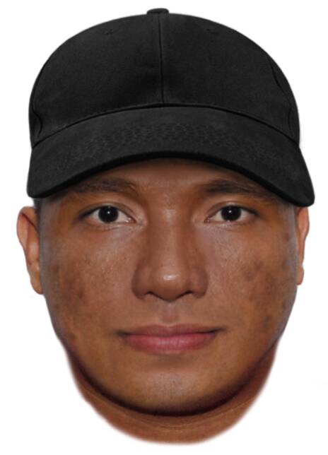 A police facefit of one of the two men seen committing indecent acts near a Lake Ginninderra playground.