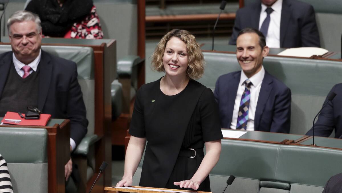 Labor MP Alicia Payne delivers her first speech to the House of Representatives at Parliament House in Canberra on Wednesday. Picture: Alex Ellinghausen