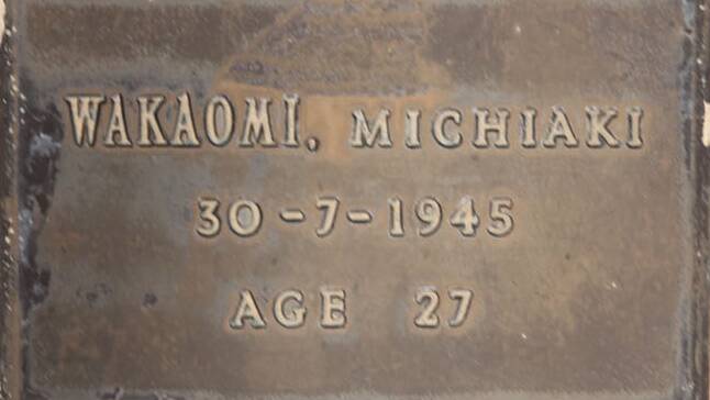A plaque in the Japanese war cemetery in Cowra. Picture: Mayu Kanamori