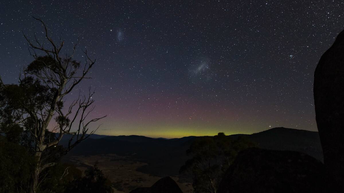 Parts of the Aurora Australis were seen over the ACT on Monday night. The image was captured near the Orroral Valley, south of Tharwa. Picture: Ian Williams