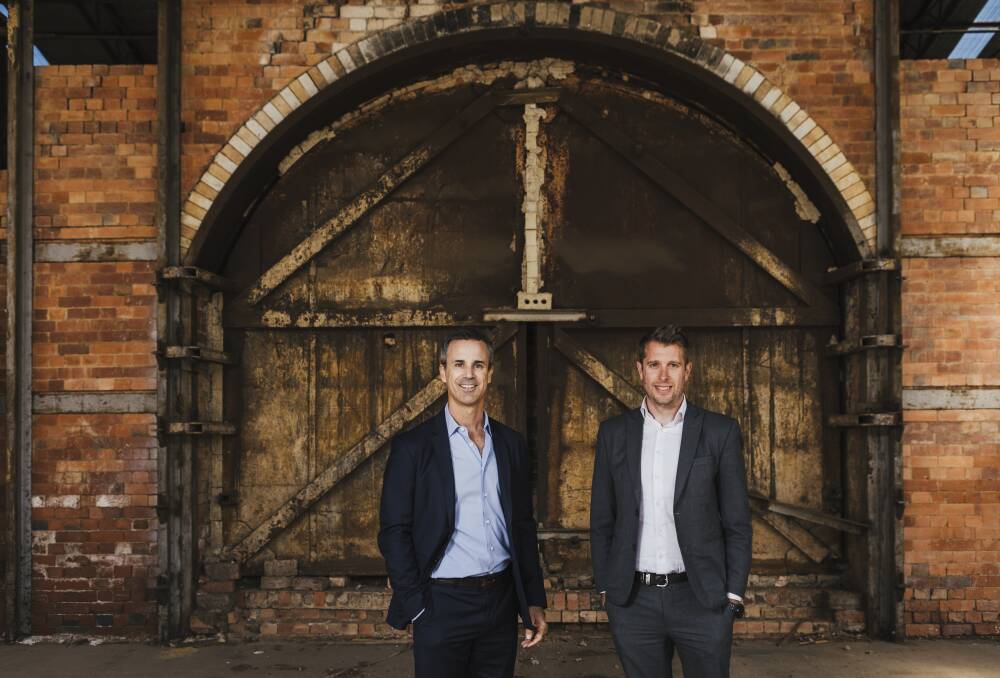 Doma Group's managing director, Jure Domazet, and senior development manager, David Carey, at the Yarralulma brickworks site. Picture: Jamila Toderas