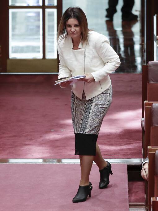 Senator Jacqui Lambie in the Senate on Thursday Picture: Alex Ellinghausen
