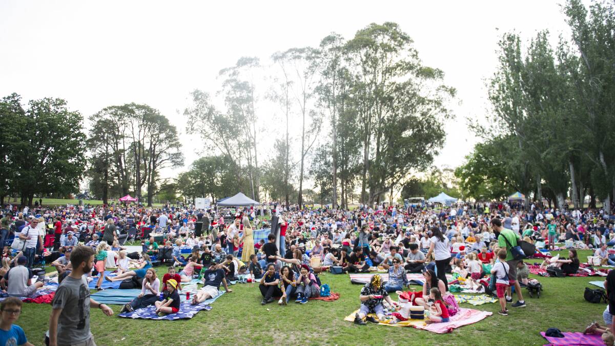Families gather at Carols by Candlelight at Stage 88. Picture: Dion Georgopoulos