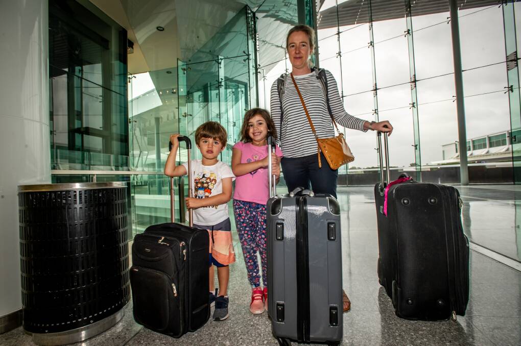 Louise Kattera from Auckland and Amiya (5) and Lucas (3) have cut their three week holiday short to escape the poor air quality. Picture: Karleen Minney