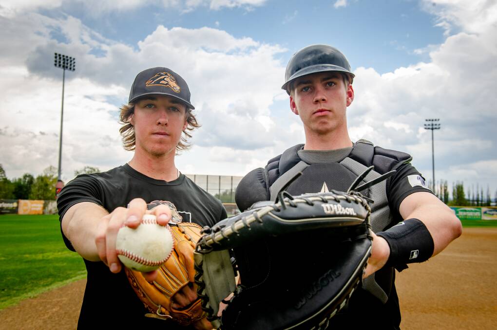 Canberra baseballers Stuart Tharle and Trent Buchanan are both going to Three Rivers College in the USA. Picture: Elesa Kurtz