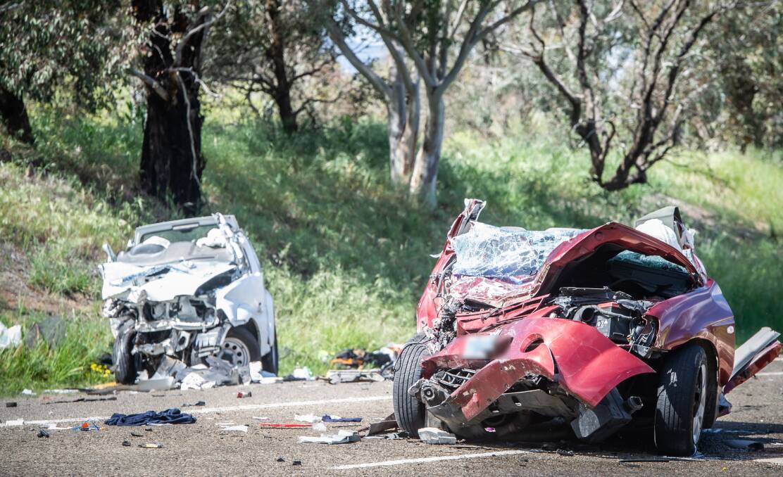 Two people have been taken to hospital in a critical condition after two cars collided head on in Belconnen on Monday morning. Pictures: Karleen Minney