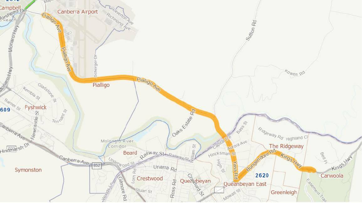 The route of the planned Kings Highway Corridor upgrades. Picture supplied
