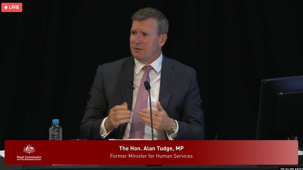 Alan Tudge complained to the commission he received too many emails to personally read, between 100 and 150 emails per day to his APH account. Picture royal commission screenshot