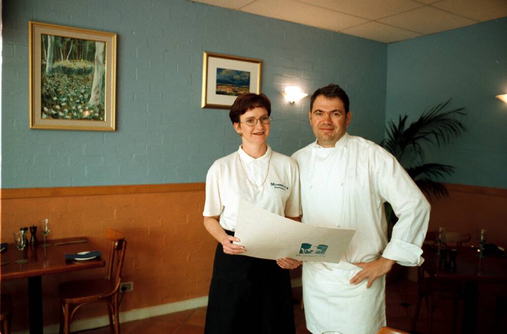 Francois and Jenni Mossard at their Yarralumla restaurant in 1998. Picture by Peter Wells