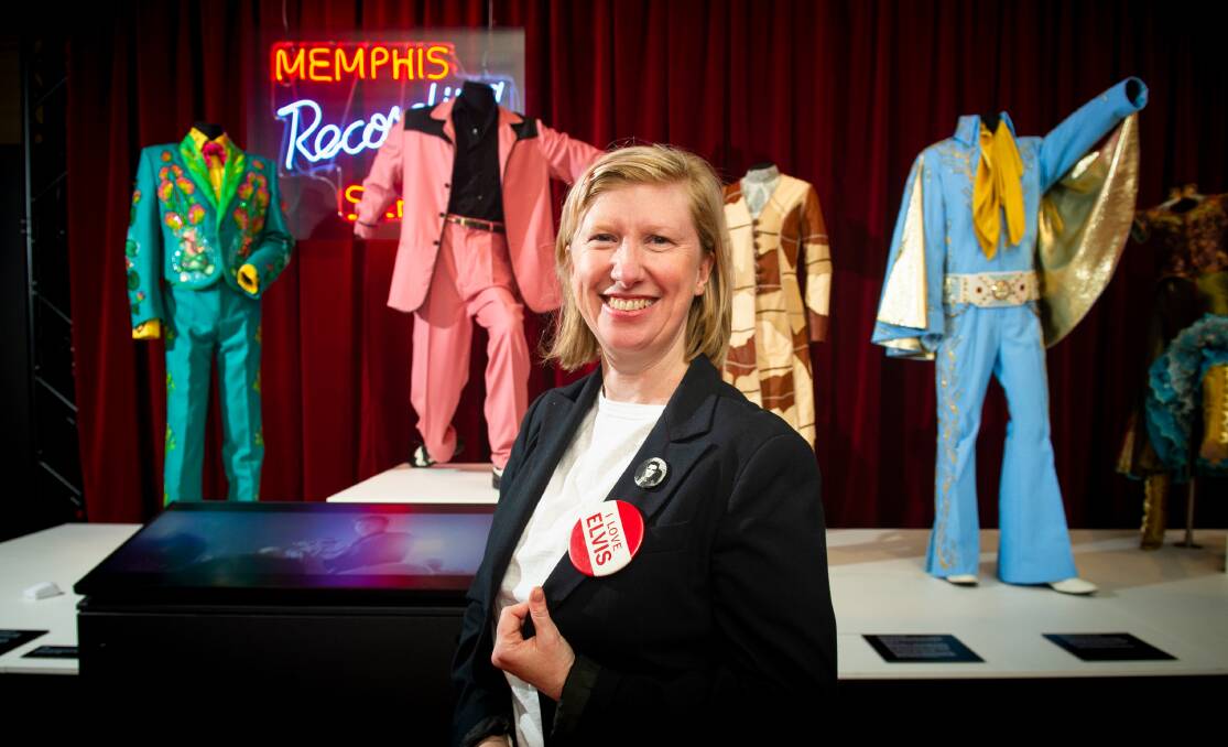 Pippa Thorogood McLennan inside the Australians and Hollywood exhibition at the National Film and Sound Archive. Picture by Elesa Kurtz
