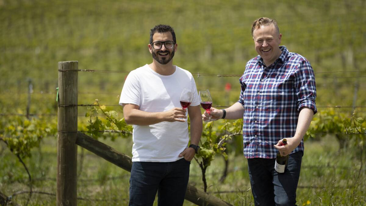 Agostinis executive chef Francesco Balestrieri and Lark Hill Winery's Chris Carpenter ahead of this weekend's pop-up. Picture by Adam McGrath