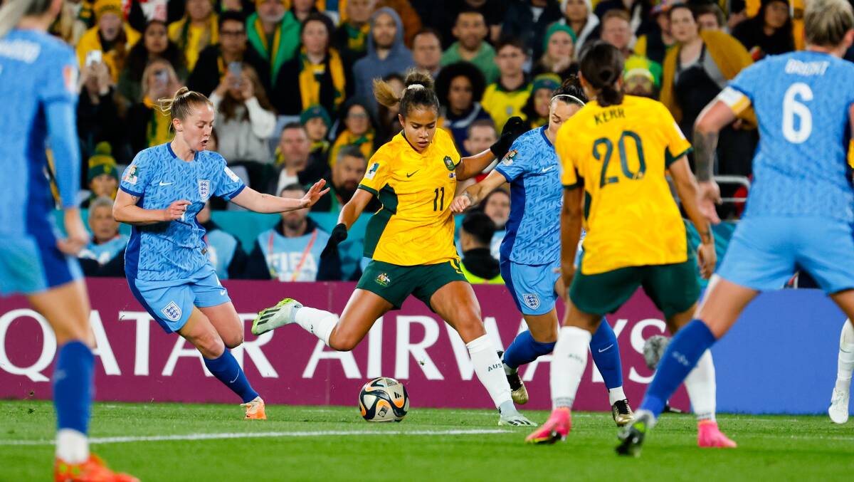 Matildas striker Mary Fowler during the game against England on Wednesday. Picture by Anna Warr