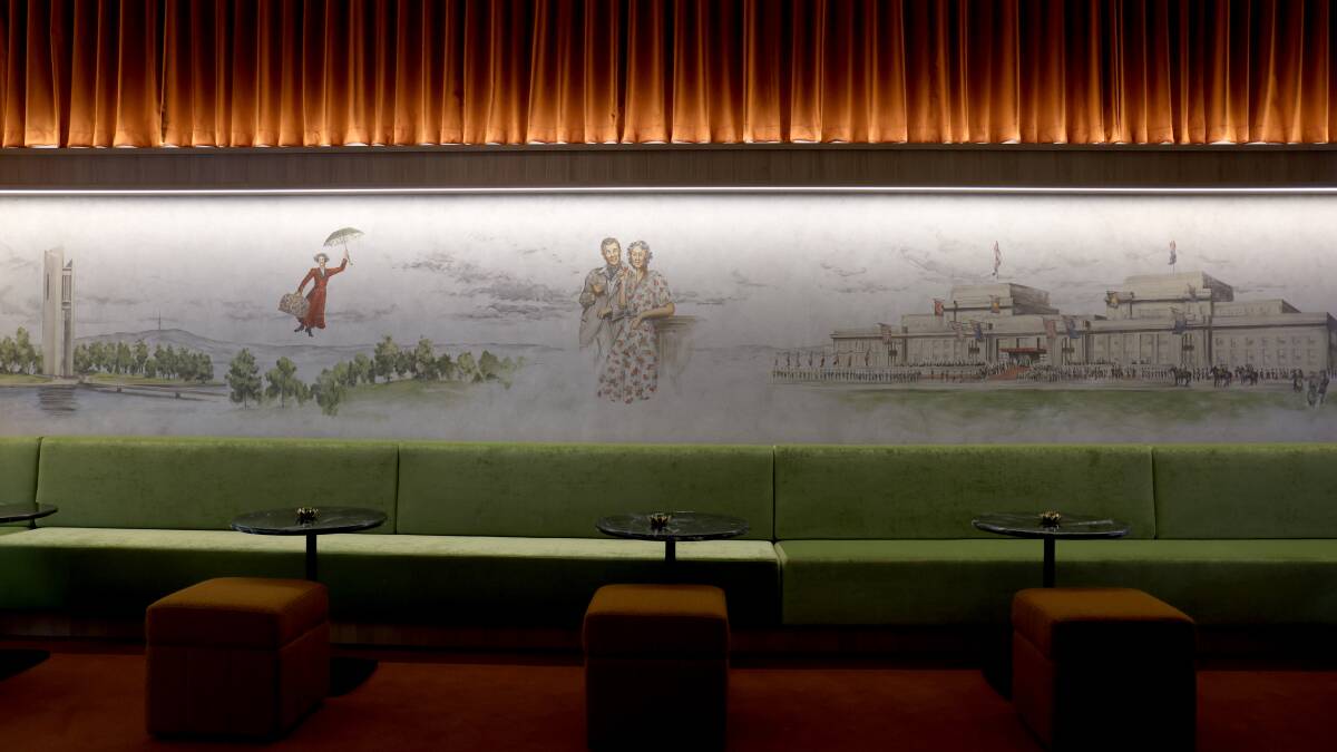 The murals inside the Nancy B Cocktail Bar at The Statesman Hotel. Picture by James Croucher