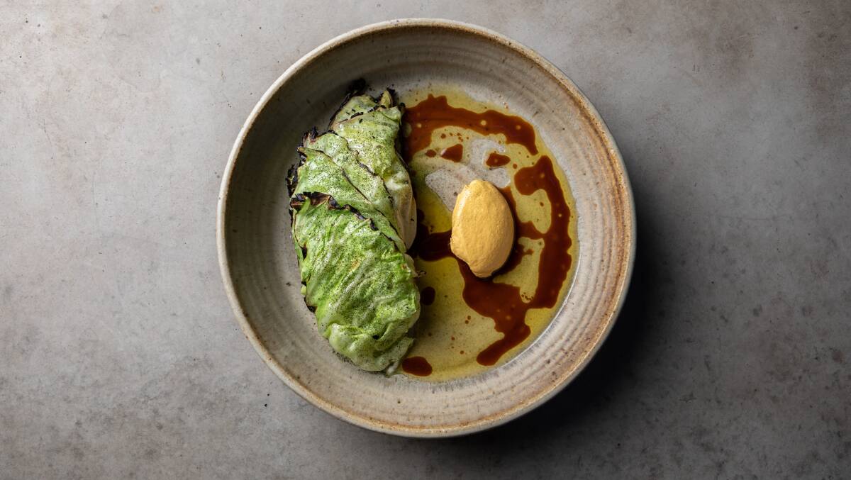 Grilled hispi cabbage with spiced mustard, lime at Ètelek. Picture supplied