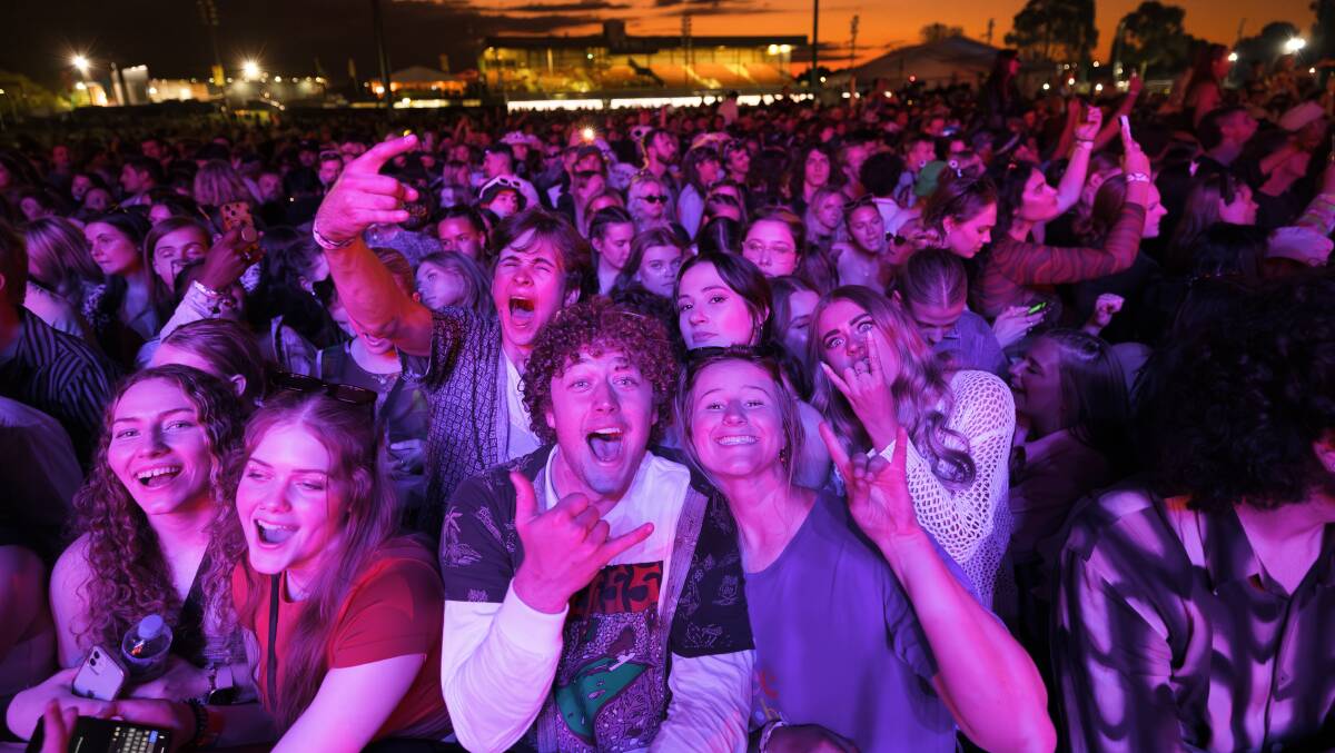 The crowd watching Russell Crowe and Amy Shark at Groovin the Moo on Sunday. Picture by Sitthixay Ditthavong