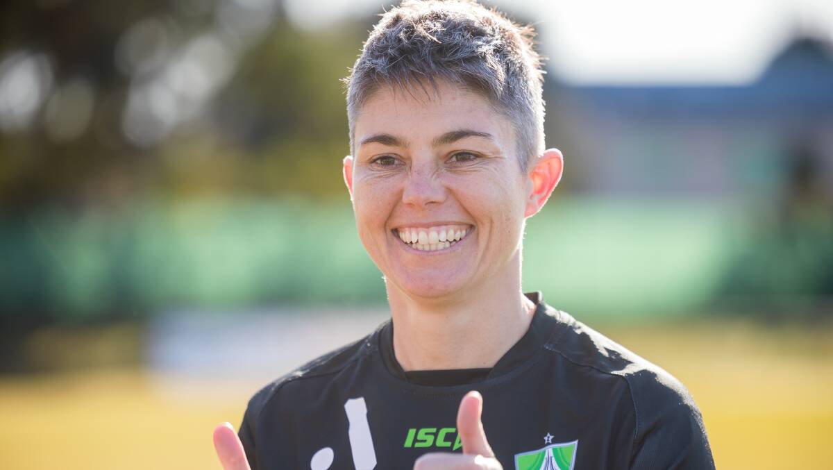 Michelle Heyman is confident Canberra United can clinch a finals berth. Picture by Sitthixay Ditthavong