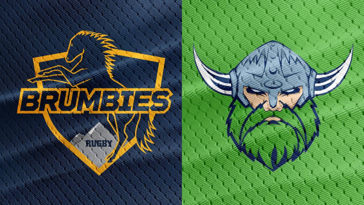 Canberra Times graphic artist Douglas Lima's versions of new Brumbies and Raiders logos.