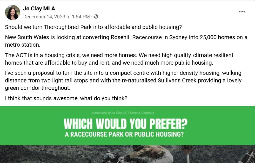 Jo Clay's social media campaign for Thoroughbred Park housing.