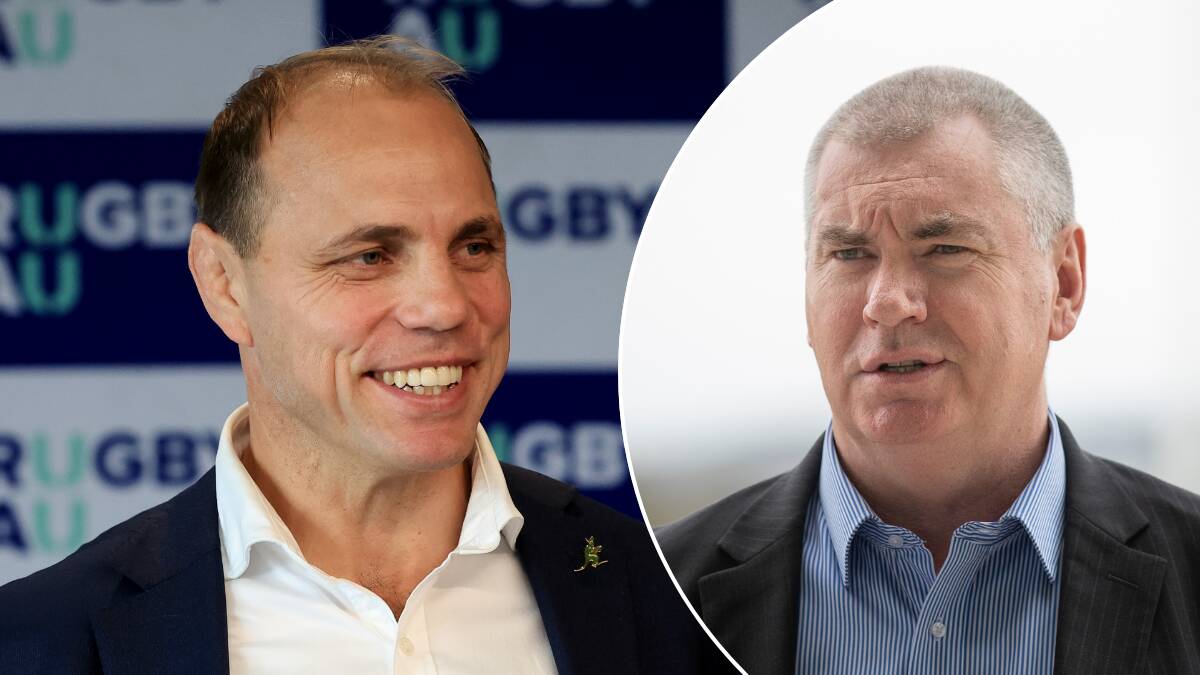 Rugby Australia boss Phil Waugh, left, and Brumbies chief executive Phil Thomson. Pictures by Sitthixay Ditthavong, Getty Images